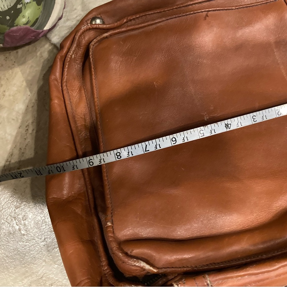 Vintage Brown Genuine Leather Bag Made In Columbia zippers pockets Men's Bag - Picture 9 of 15